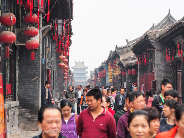 From Tony: I took this shot in Pingyao, China. This scene was pretty much par for the course in this world heritage site. Pingyao is a massively popular destination for Chinese tourists, which means the crowds were ubiquitous and oppressive.