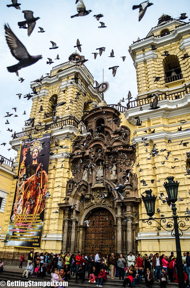 From Adam: This beautiful church in Lima, Peru has more than a few pigeons on its grounds and as naughty little boys wait to enter the church they like to scare this mass of birds up into the air. For whatever reason they all fly in a flock around the small square as locals and tourist a like cover their heads and hope they don’t get pooped on!