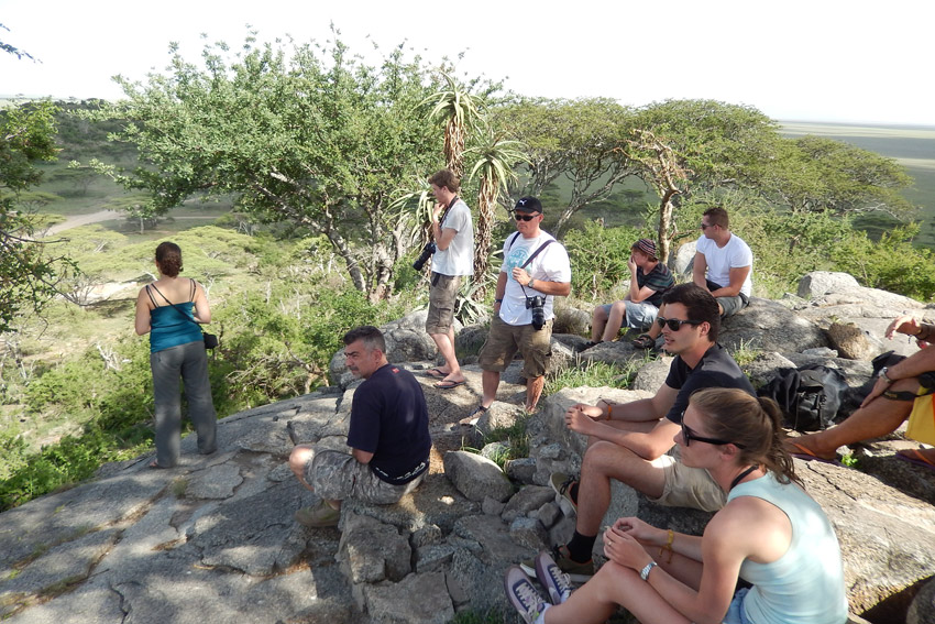 Our group enjoying a panoramic view of the Serengeti