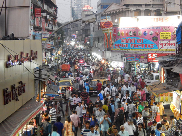 Crowded street in Mumbai, India