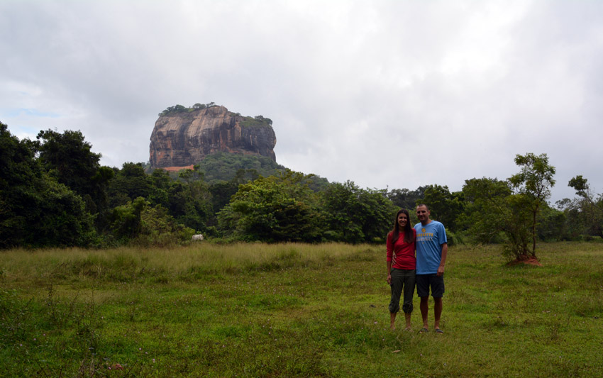 Us before the climb with the Sigiriya Rock looming in the background.