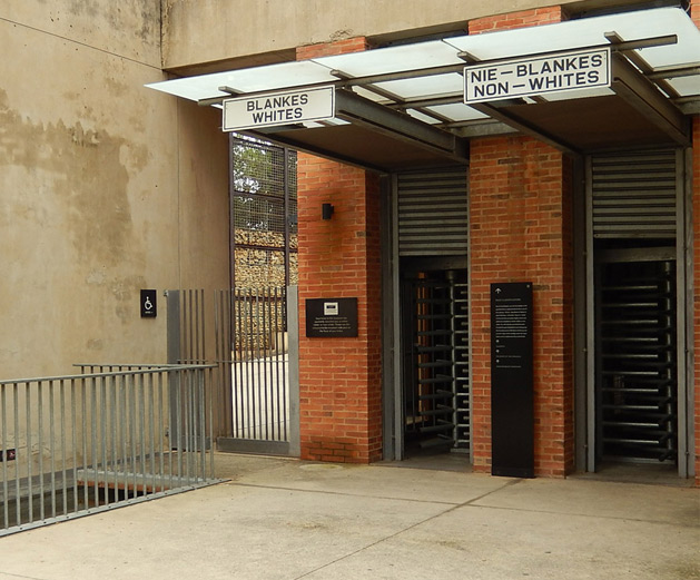 The main entrance to the Apartheid Museum.
