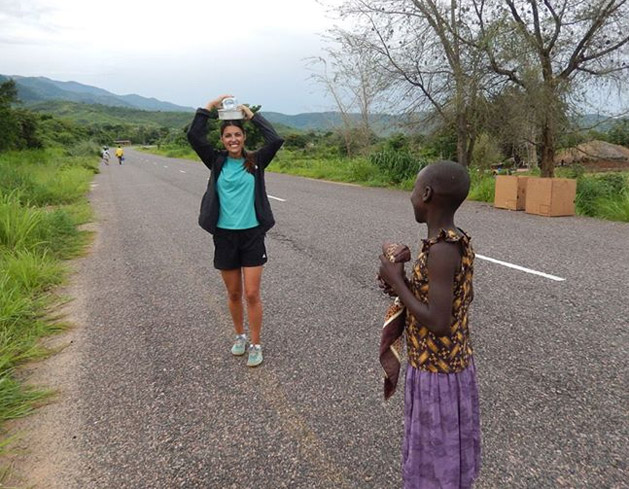 A local girl in Malawi teaching Alissa how to balance.