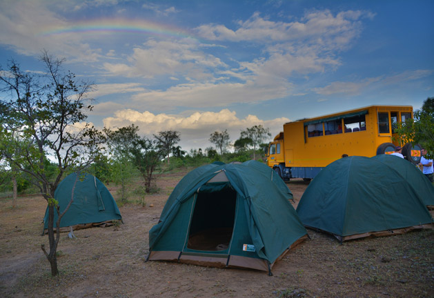 A rainbow over our bush camp in Tanzania.