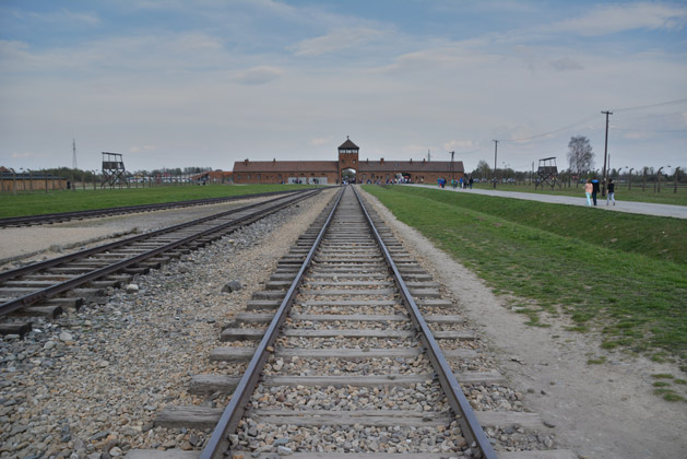 The end of the railway at Birkenau.