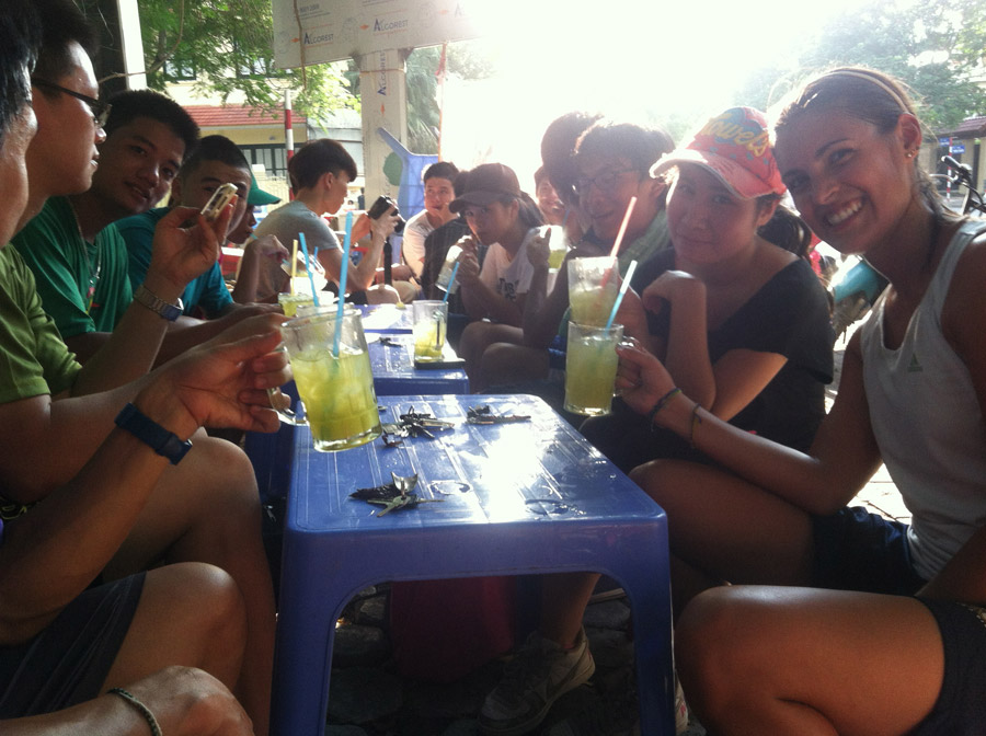 Enjoy some cane juice in Hanoi after a pickup frisbee game with some new friends