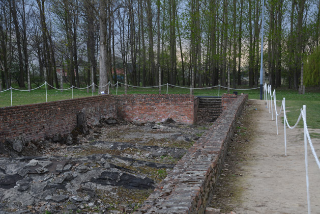 The steps leading into the gas chamber at Birkenau.