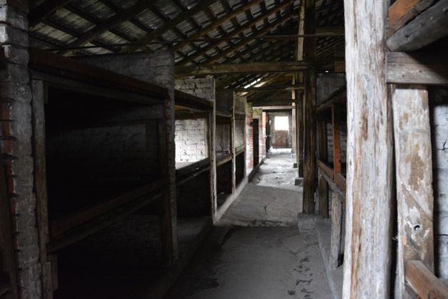 Inside a women's barracks at Birkenau.